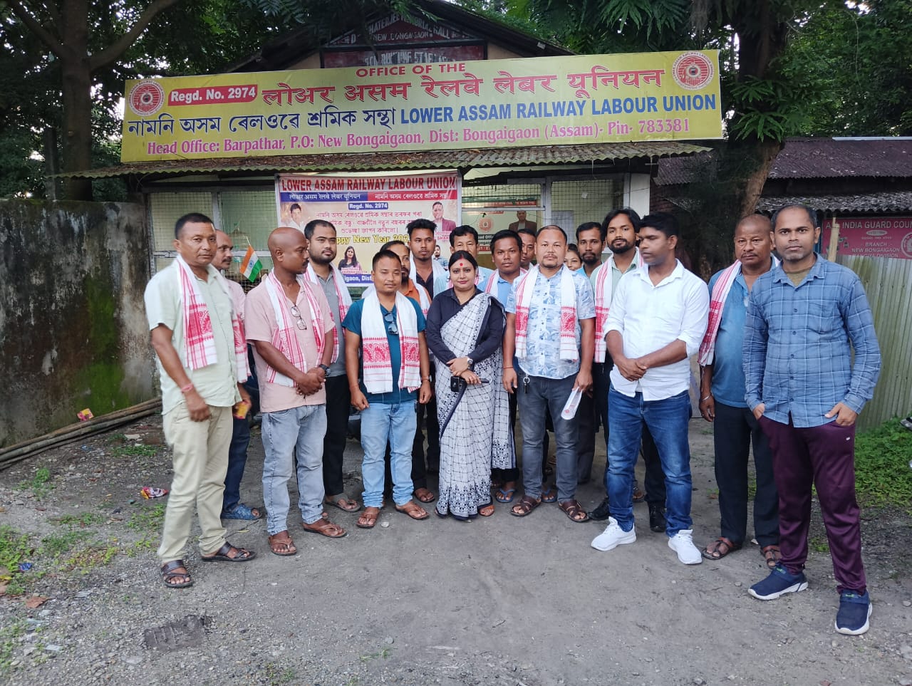 Railway workers discussing union matters